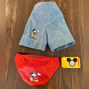 Disney Mickey Mouse Blue Shorts and Red Waist Bag Set